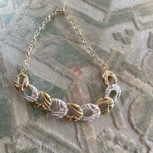Trifari collar style necklace, silver & gold.